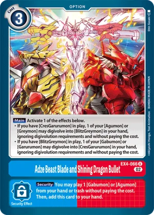 Adze Beast Blade and Shining Dragon Bullet EX4-066 de Theme Booster Alternative Being